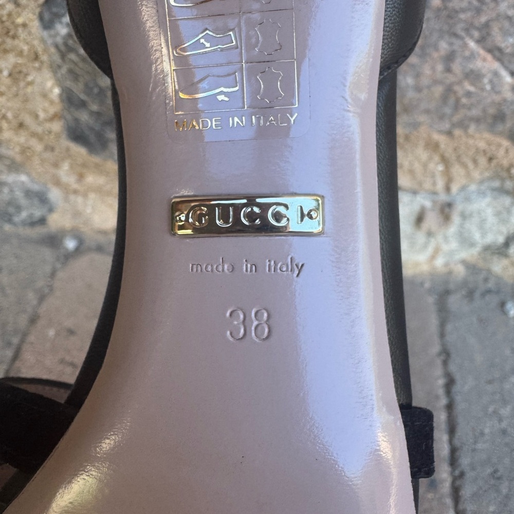Gucci Malaga Kid Black Strappy Leather Heels Size 38 (8 US) - Picture 10 of 11